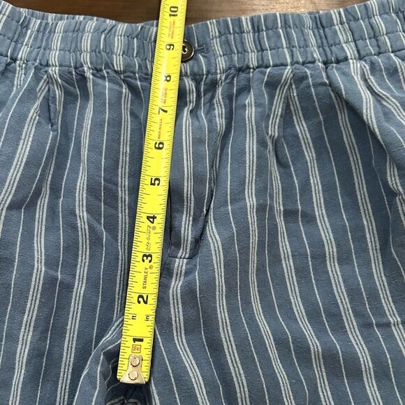 Madewell Blue Linen-Blend Track Trousers in Stripe Size Medium style MD211 - Picture 7 of 14